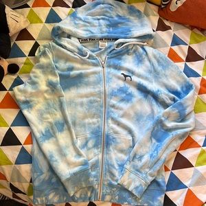 PINK tie dye zip up sweater